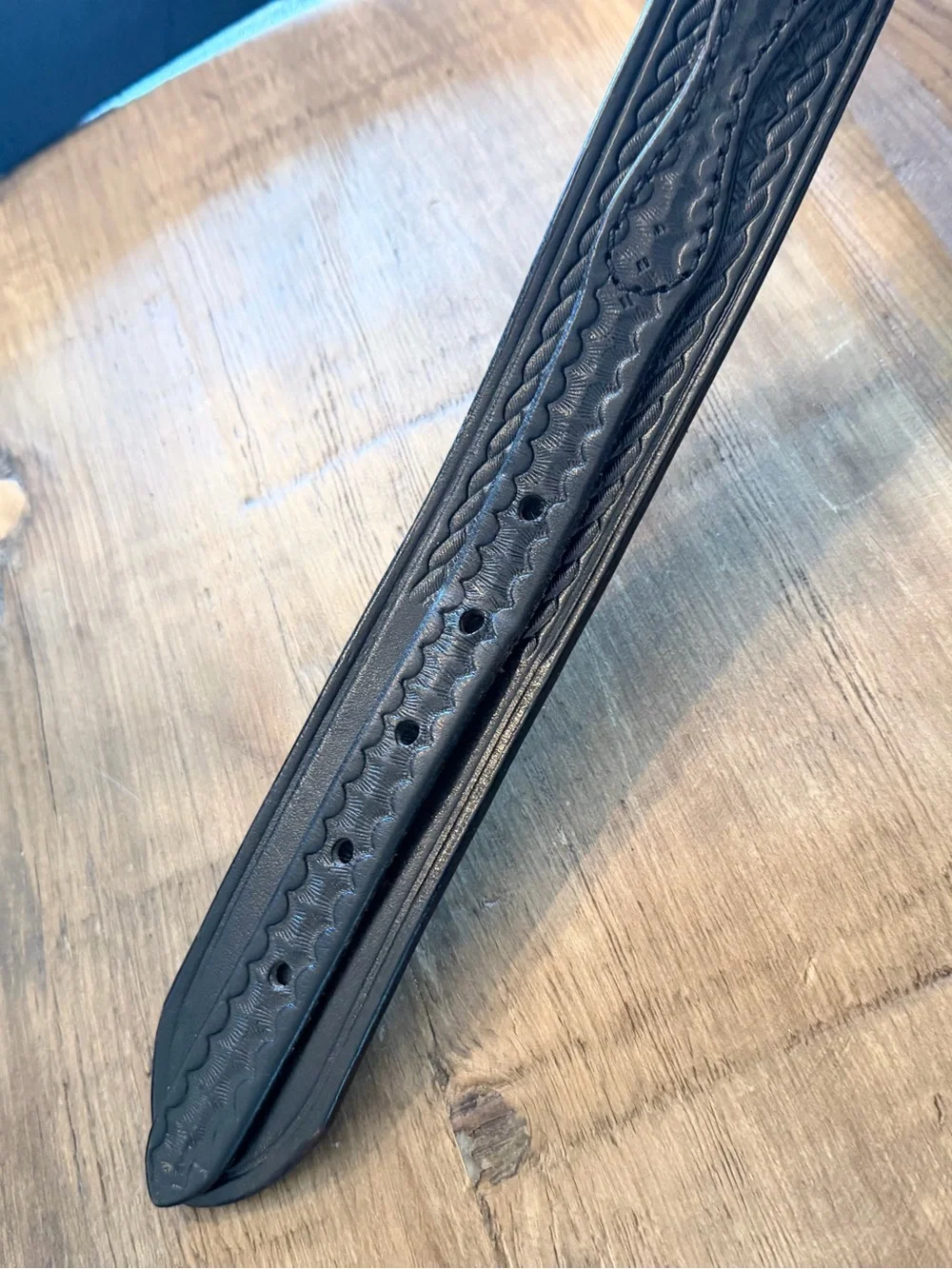 Vintage Triple K Braided Leather Ranger Belt. Black | Brass Buckle | Embossed